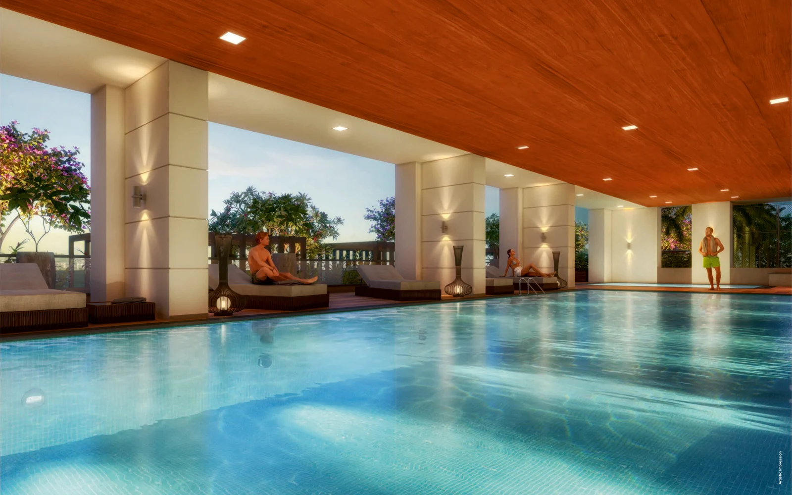 Covered swimming pool with baby pool at Venkatesh Erandwane Central
