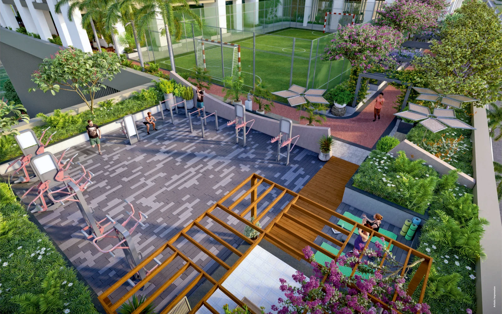 Open gym, yoga and meditation area at Venkatesh Erandwane Central